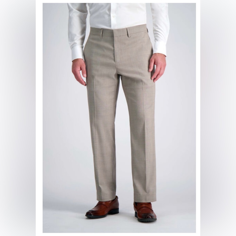 Haggar Premium Stretch Tailored Fit Pants - Light Brown - Picture 1 of 10